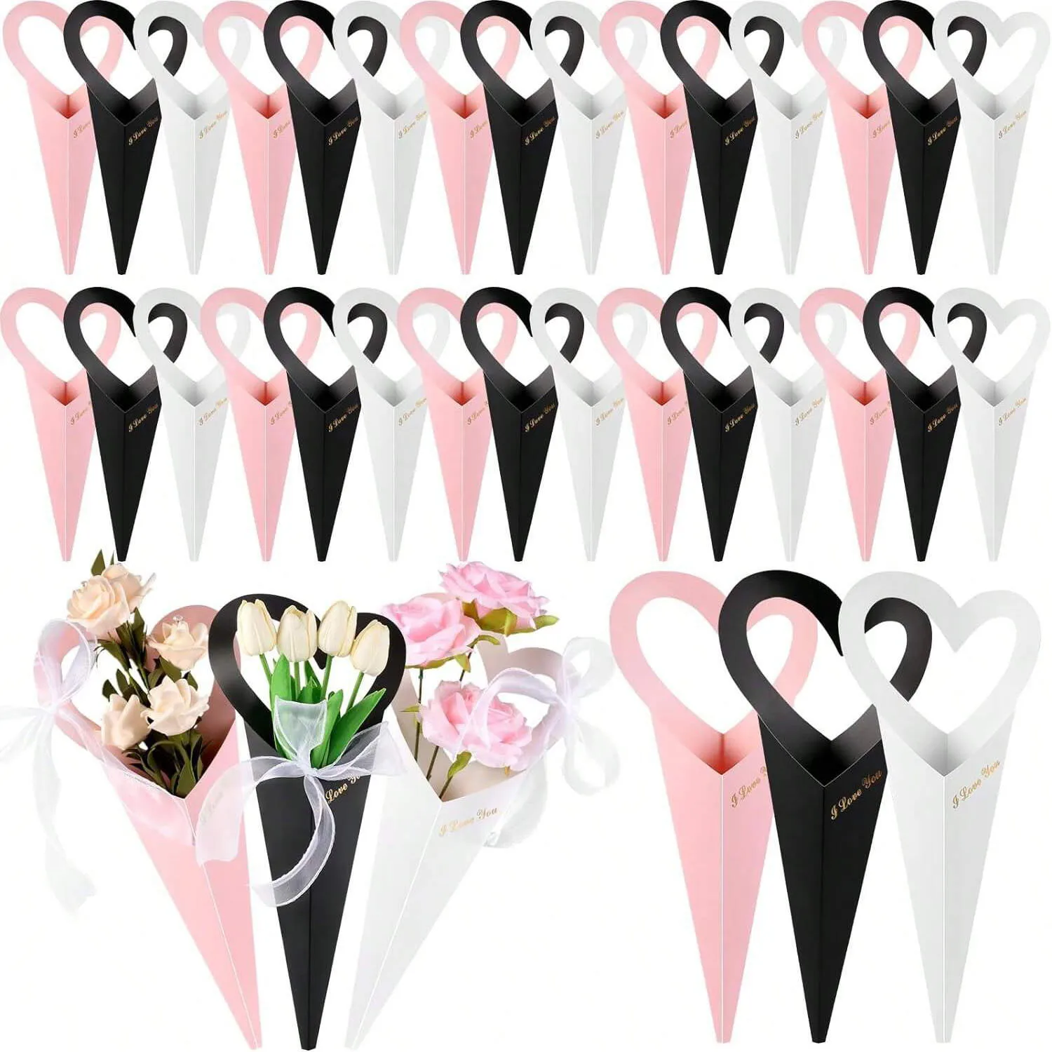 Cotton Candy Cone - Borsa per bouquet da 12/24/36 pezzi,