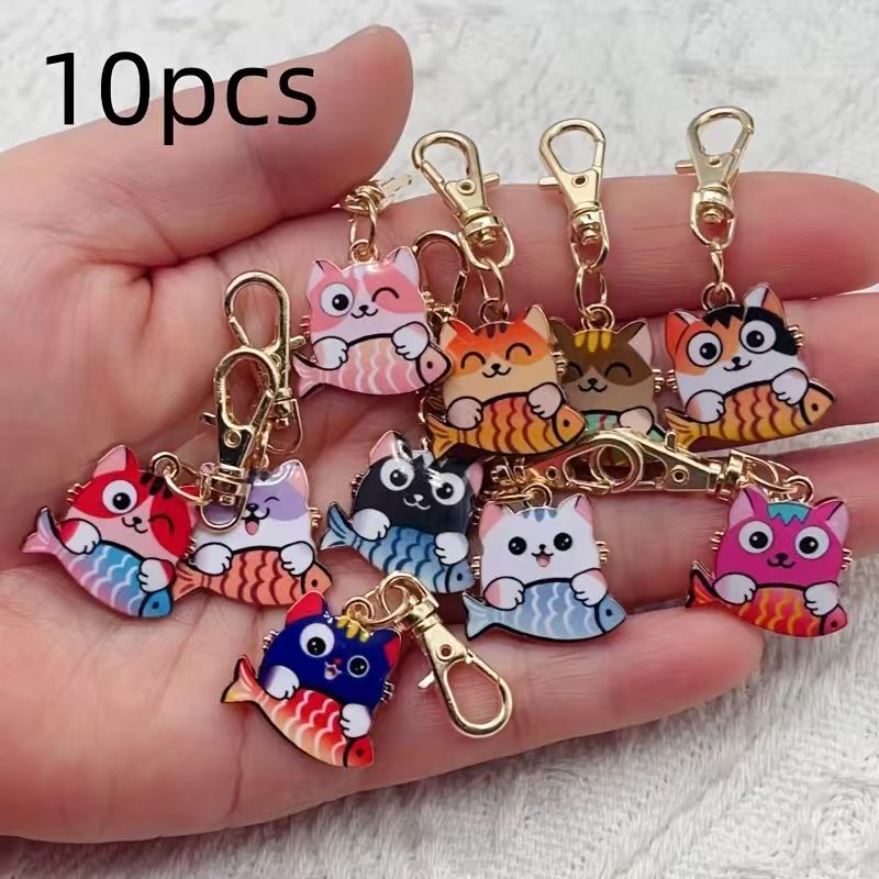 Party Favor Bag - Portachiavi con gatto stampato in lega,